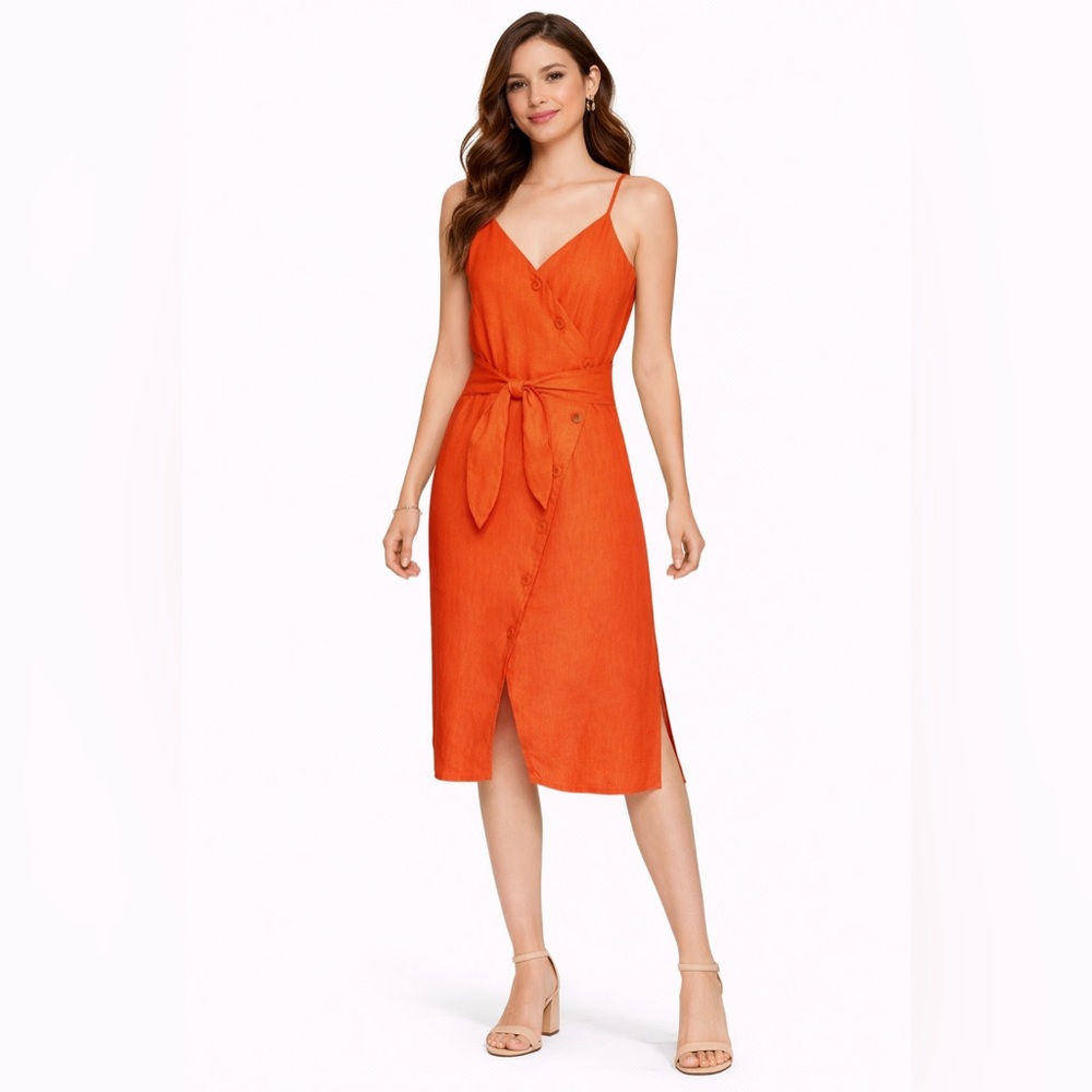 Joie Orange Asymmetrical Sheath Dress with Slit